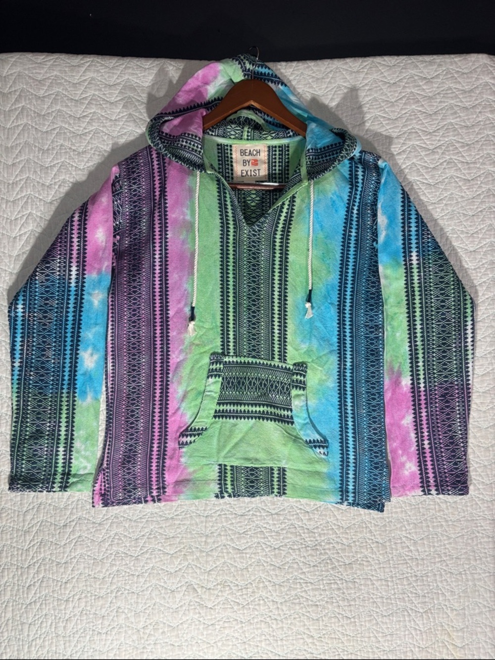 Beach By Exist Multicolor Tie-Dye Baja Hoodie - Pink, Green, Blue, Black